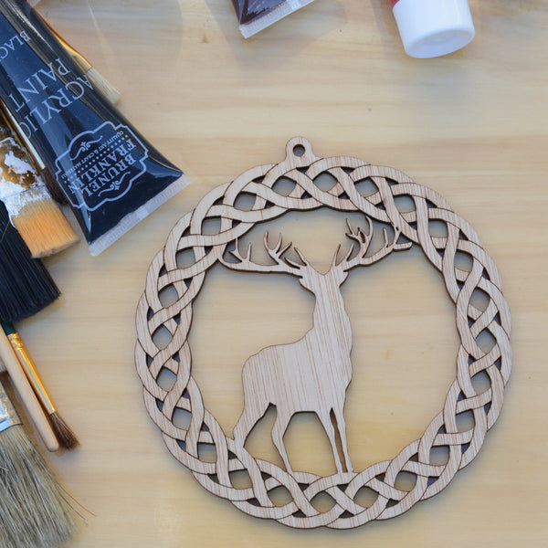 Celtic wreath with Stag  - Special Offer - Bargain - 10CM - perfect to hang on the Christmas Tree