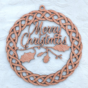 Celtic style Christmas wreath, with holly